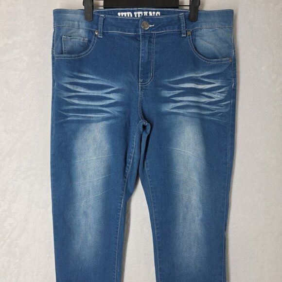 VIP JEANS Womens Size 16 Tall (Actual 35x30) Skinny Whiskering  EUC - Picture 2 of 12